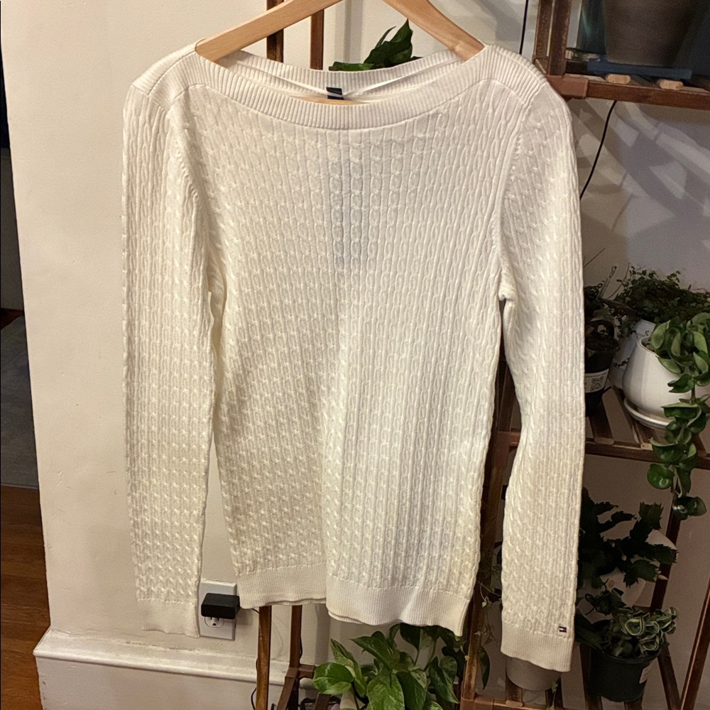 Tommy Hilfiger White Cable Knit Sweater